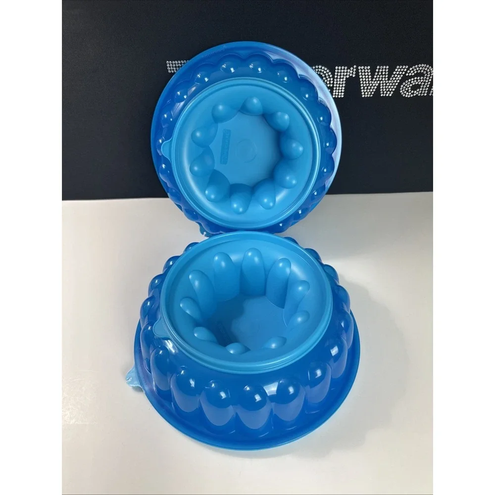 Tupperware Jello Mold Blue Jel-Ring Molds 1.5L 6 Cup NEW Set Of 2